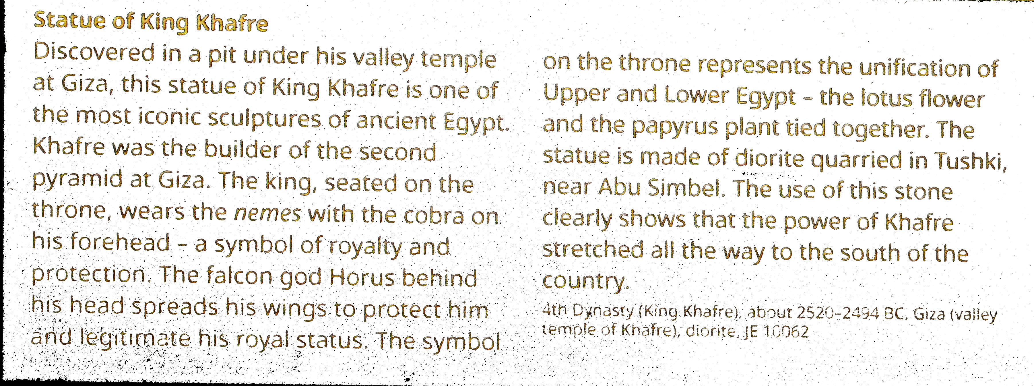 King Khafre text