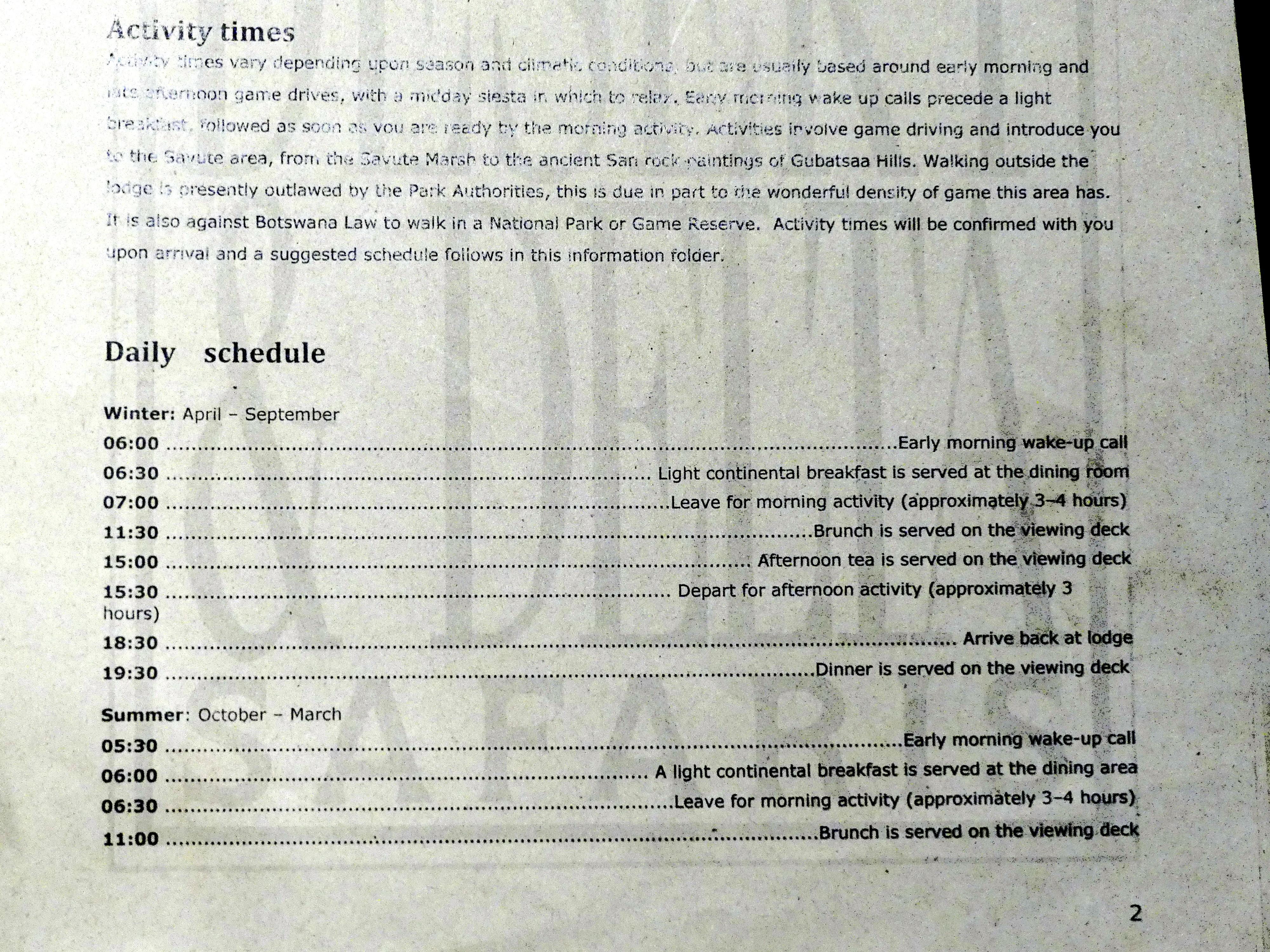 schedule