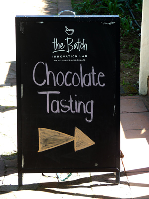 chocolate tasting sign