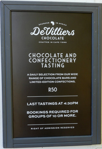 DeVilliers chocolate sign
